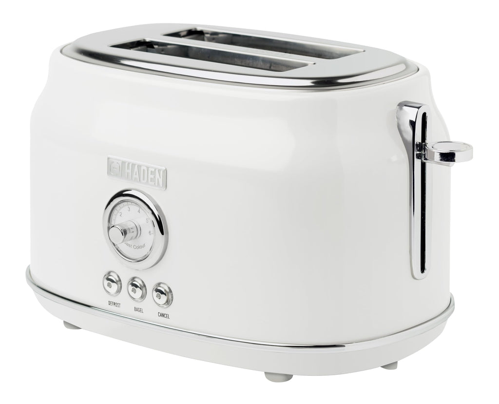 Haden Dorset 75074 Stainless Steel 900W Retro Toaster 2 Slice Wide Slot w/Removable Crumb Tray and Settings Ivory/Chrome Toasters w/Adjustable Browning Control Smart Toaster