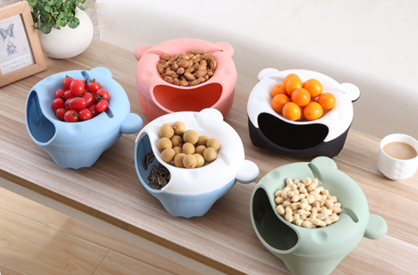 Plastic Lazy Fruit Tray, Double-Layered Cartoon Plate