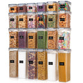 Airtight Food Storage Containers with Lids Vtopmart 24 pcs Plastic Kitchen and Pantry Organization Canisters for Cereal Dry Food Flour and Sugar BPA Free Includes 24 Labels，Black