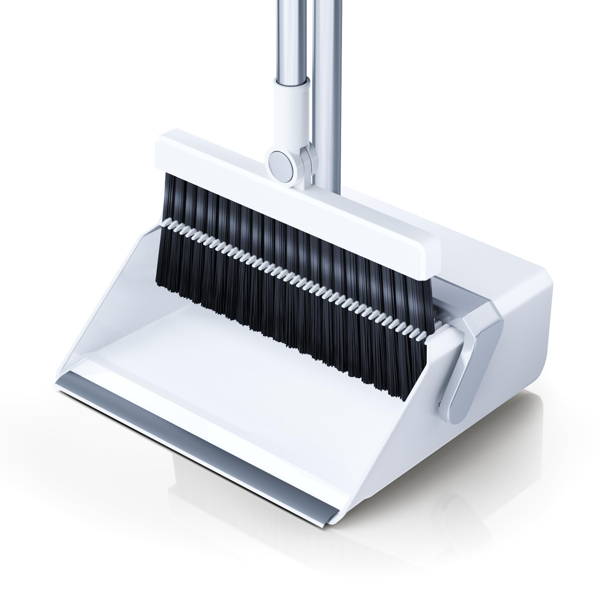 Broom with Dustpan Combo SetUOEOS One-Sweep CleanPet Hair Removal Broom with Self-Cleaning Double-Layer TeethHigh Density Broom and Windproof Dustpan for Indoor&Outdoor