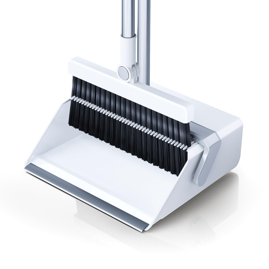 Broom with Dustpan Combo SetUOEOS One-Sweep CleanPet Hair Removal Broom with Self-Cleaning Double-Layer TeethHigh Density Broom and Windproof Dustpan for Indoor&Outdoor