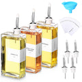 Reallnaive 3 Sets Olive Oil Dispenser Bottles for Kitchen with Oil Nozzles Funnel Labels Cooking Oil Dispenser 500ml Oil Dispenser Set for Kitchen Vinegar Coffee Syrup (Silver)
